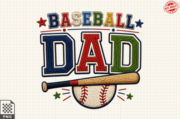 Baseball Dad Faux Yarn Tshirt PNG Design