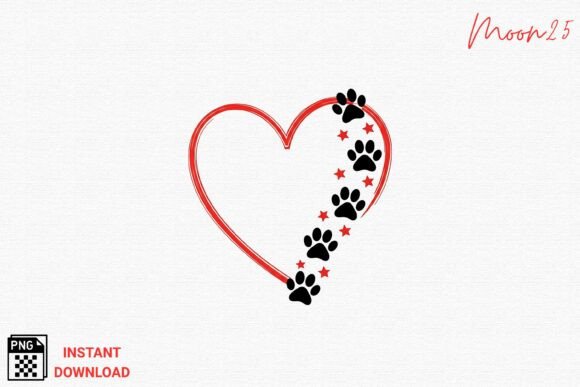 Dog Paw Heart Outline Lover PNG: A Versatile Asset for Pet-Centric Design