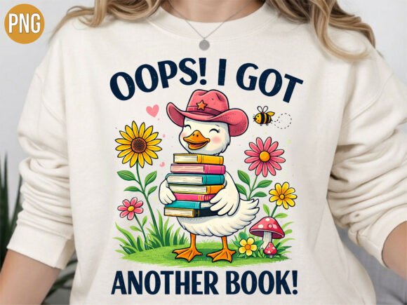 Elevating Print-on-Demand Designs with the Oops I Got Another Book Duck PNG