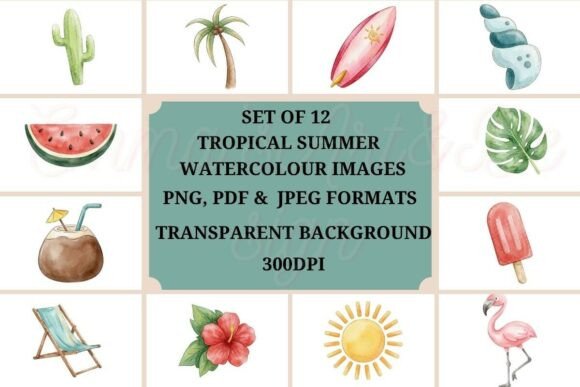 Infuse Your Designs with Sunshine: The Ultimate Guide to Watercolour Tropical Summer Clipart