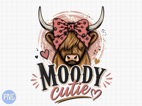 Moody Cutie Highland Cow PNG