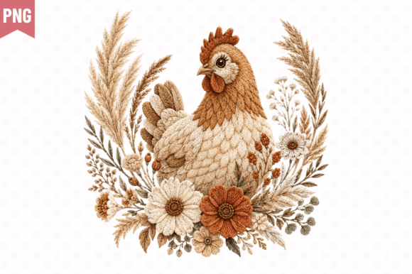 Rustic Hen Faux Yarn PNG Design