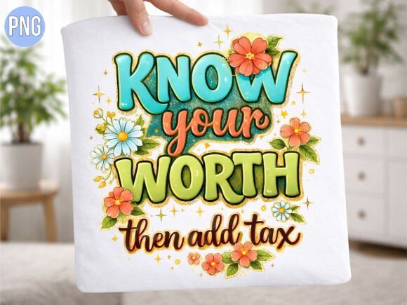 Strategic Branding with the Know Your Worth then Add Tax Retro PNG