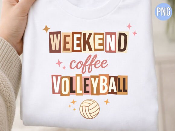 Weekend Coffee Volleyball Retro PNG