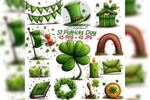 Whimsical St Patrick Clipart Set